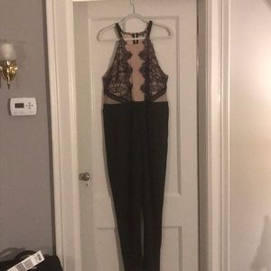 Black & Tan High-neck Jumpsuit